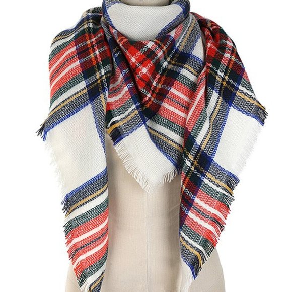Classic Country Plaid Triangle Scarf - Picture 1 of 9